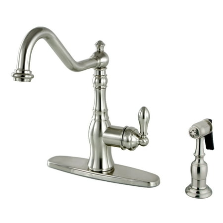 Gourmetier GSY7708ACLBS American Classic Single-Handle Kitchen Faucet with Brass Sprayer  Brushed Nickel