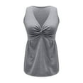 thumbnail image 5 of Peplum Hem Tank Top - Women's V-Neck Flowy Casual Blouse, Elegant Sleeveless Summer Vacation Shirt | Baberdicy | V Neck Tank Tops for Women Front Sleeveless Tops Flowy Peplum Shirts (Grey | L), 5 of 6