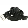 thumbnail image 3 of Made In USA 1 1/2 Black Leather Belt Double Holes Basket Weave Embossing, 3 of 4