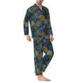 thumbnail image 2 of Naloa Vintage Compass Men’s Pajamas Set - Long Sleeve Button Down Sleep Shirt and Pajama Bottoms Sleepwear Set-X-Large, 2 of 7