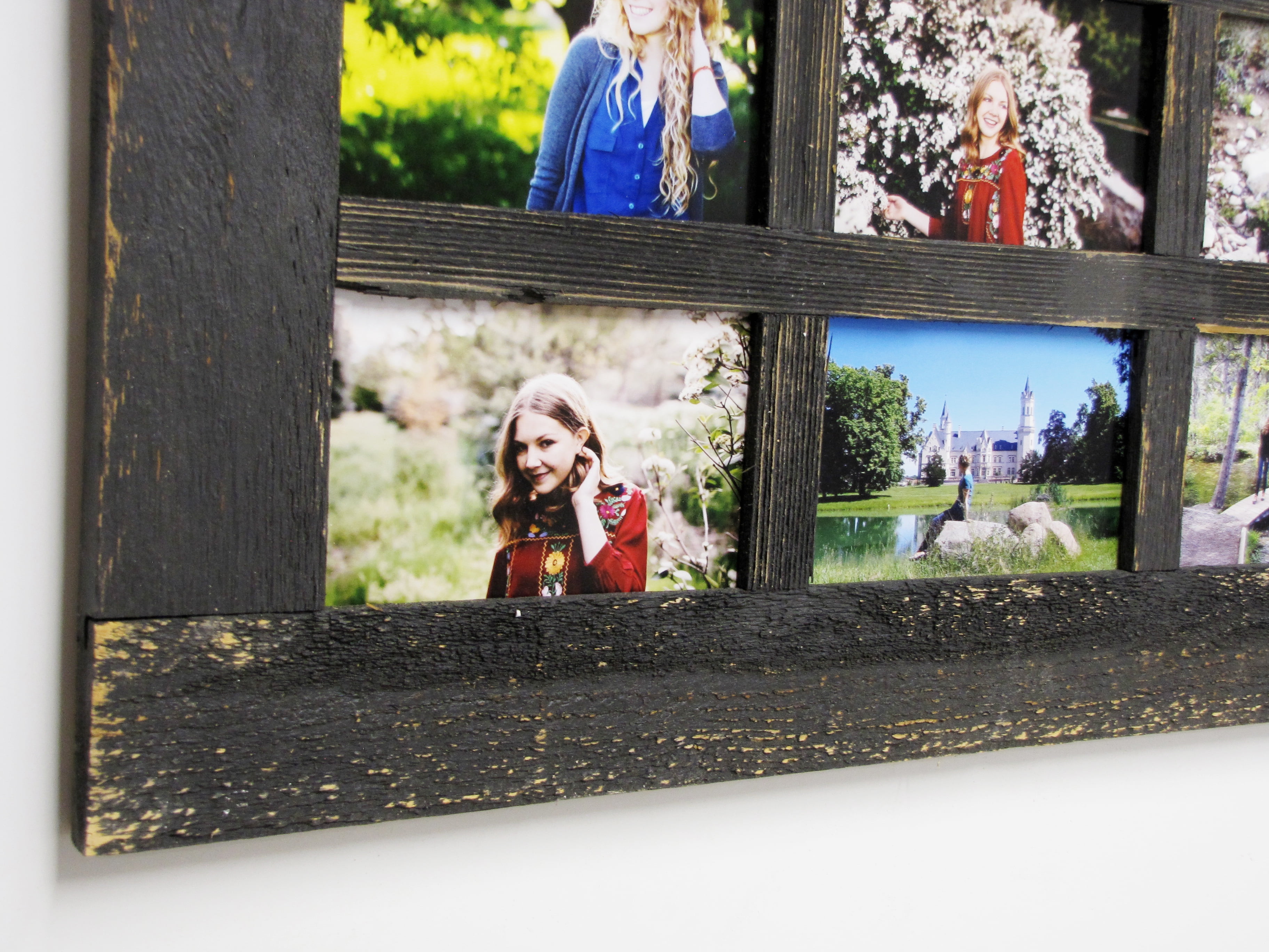 Rustic Weathered 4x6 Collage Frames / Wall Photo Frames 12 Opening Picture  Frame Handmade From Cedar Wood Comes W/ Backing-glass-hanger 