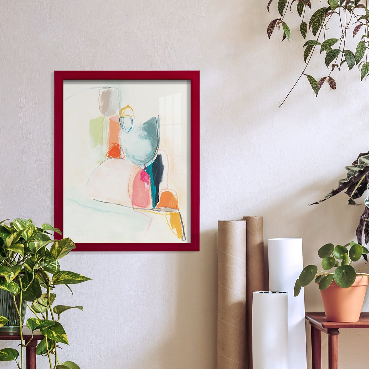 Factotum I -Framed Print w/glass-Cherry Red