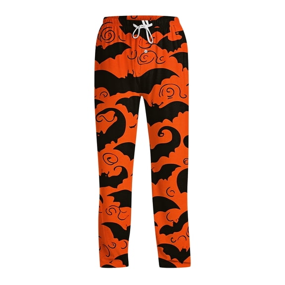 Satingcolo Funny Men's Pajama Pants Halloween Soft Sleep Lounge Pants Lightweight Pjs Bottoms with Drawstring for Men