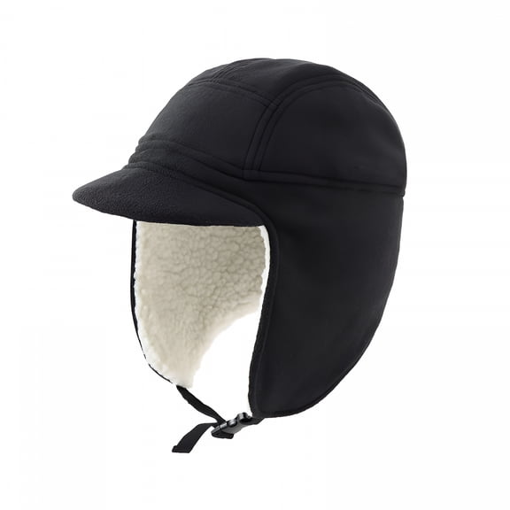 TELOLY Unisex Warm Trapper Hats with Earflap Fleece Winter Windproof Russian Brim Ear-Flap Hat Hunting Ski Caps for Men Women Hunting Hat,Black