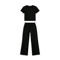 thumbnail image 2 of Bosfbaoi Two Piece Sets for Women Crew Neck Short Sleeve Crop Top and Drawstring Elastic Waist Straight Leg Pants Casual Womens Summer Outfits, 2 of 6
