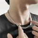 thumbnail image 5 of Collar para hombre,Collar de perlas para hombre Pulsera de perlas para hombre,Collar Media Cadena Media Perla Cómodo,Collares de eslabones cubanos de plata de acero inoxidable,Regalo de Yinane  Collar para hombre, 5 of 8