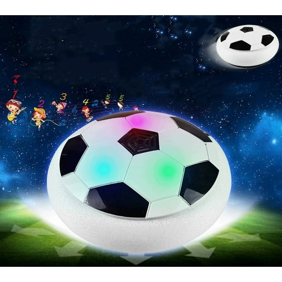 GIXUSIL Hover Soccer Ball Toys for Boys Girls Rechargeable Floating Soccer Ball with Led Lights Music Indoor Air Football Game Birthday Gifts for Kids 3-12,White