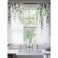thumbnail image 3 of Sheer Curtains 63 Inches Long, Green Eucalyptus Light Filtering Window Curtains for Living Room/Bedroom, Weeping Botanical Leaf Watercolor Rod Pocket Voile Sheer Curtain Drapes, 52"W x 63"L, 2 Panels, 3 of 8