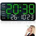 thumbnail image 1 of Reloj Digital de Pared con Activaci&oacute;n por Voz, Reloj Digital con Pantalla LED, con Ajuste de Brillo,Fecha,Temperatura,DST y Funci&oacute;n de Alarma, Adecuado para Cocina,Sala de Estar,, 1 of 7