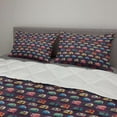thumbnail image 2 of Happy Camper Comforter & Sham Bedding Set, Retro Travel Themed Continuous Pattern with Colorful Vans Graphic, 3 pcs Duvet Set Microfiber Filling Quilt, 5 Sizes, Multicolor, by Ambesonne, 2 of 4
