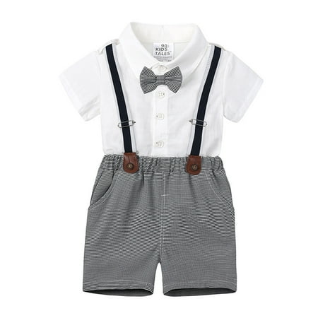 

ZHAGHMIN Baby Boy Formal Outfits Summer Kids Toddler Baby Boys Bowtie Gentleman Shirt Suit Plaid Suspender Shorts Outfids 2Pcs Set Clothes Outfit For Toddler Girls 4T Baby Clothes Outfits Boys Easte