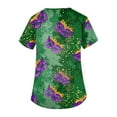 thumbnail image 5 of Hearthz Mardi Gras Scrub Tops for Women Fat Tuesday Carnival Tops for Women V Neck Short Sleeve Nurse Uniforms with Pocket S-5XL, 5 of 5