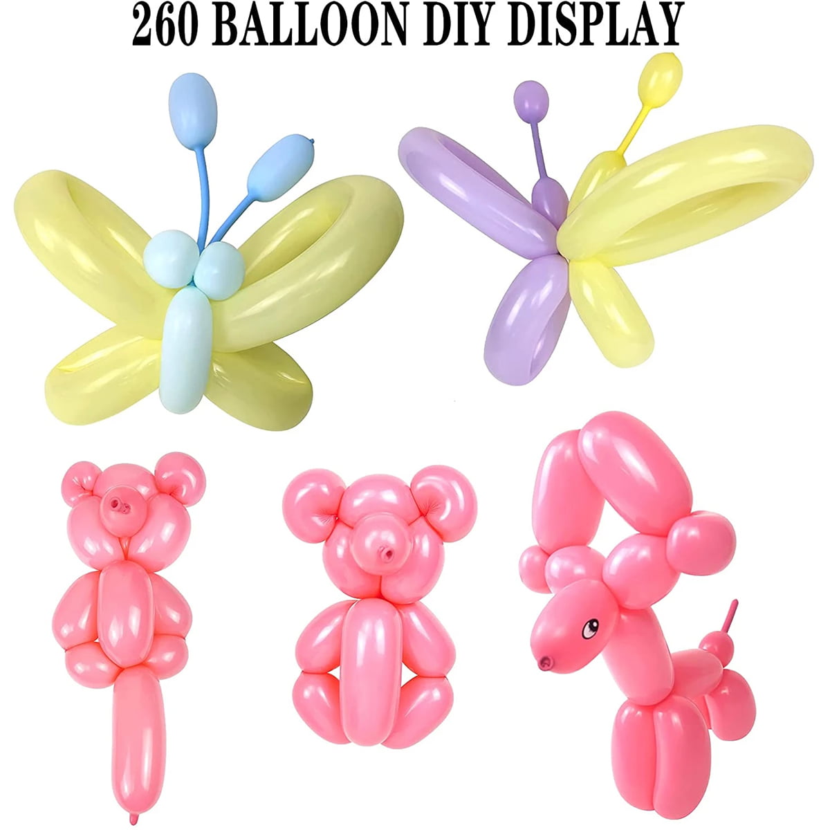 PartyWoo Metallic Twisting Balloons, 50 pcs Long Balloons 260Q Modelling