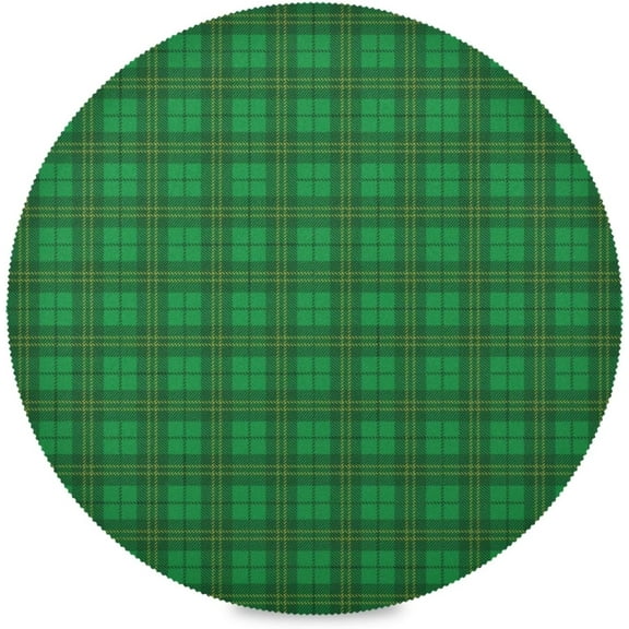 48"X 48" St Patrick Day Buffalo Plaid Check Elastic Fitted Edged Round Tablecloth Fade Resistant Anti-Shrink Table Cloth Washable Table Cover for Banquet Home Indoor or Outdoor