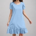 thumbnail image 5 of Summer Fashion Plus Size Sun Dresses for Womens 2025 Cotton And Linen Sleeves Hem Ruffle Hem Dress Long Skirt, 5 of 8