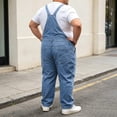 thumbnail image 6 of HOOMEUMY Men's Plus Size Denim Bib Overalls Fashion Slim Fitted Jumpsuit with Pockets, 6 of 6