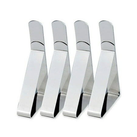 

4 Pack Tablecloth Clips - Durable Stainless Steel Ripple Table Cloth Clips & Cover Clamps - Flexible Table Cloth Clip Holder For Dining Table Outdoors Celebrations Weddings Picnics & More
