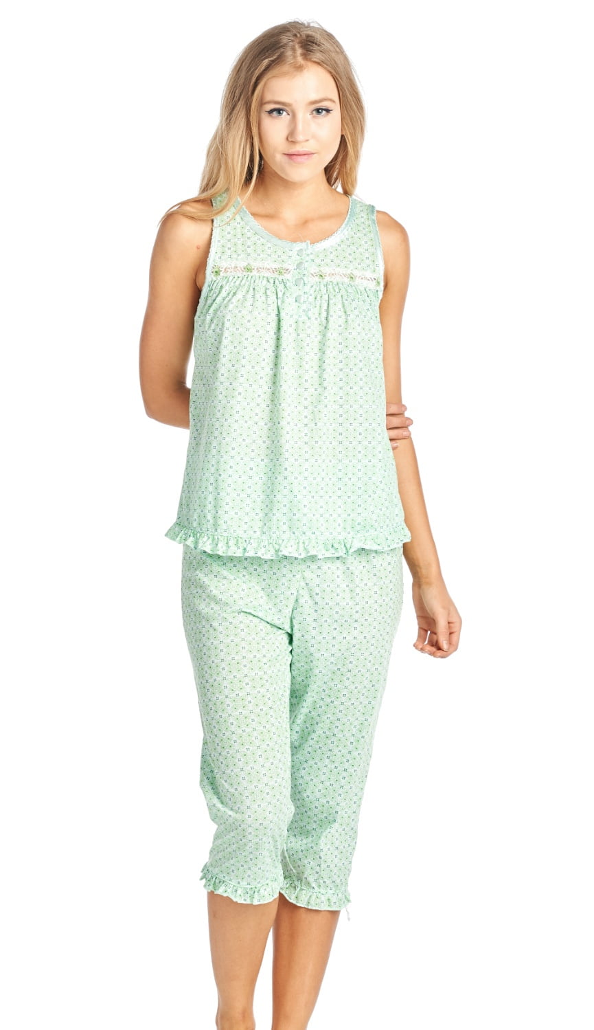 Casual Nights Casual Nights Women's Sleeveless Tank Top Capri Pajama