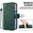 thumbnail image 4 of Phone Case for Samsung Galaxy A15 5G Wallet Cover with Tempered Glass Screen Protector and Leather Flip Credit Card Holder Stand Wrist Strap Cell Accessories A 15 4G 15A Women Men Dark Green, 4 of 14