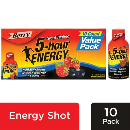 5-hour ENERGY® Regular Strength Berry Flavor, Low Calorie Energy Shot, 10