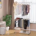 Double Rod Clothing Garment Rack, Rolling Clothes Organizer on Wheels ...