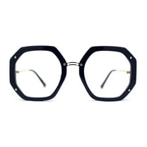 Luxury Double Rim Octagonal Blue Light Blocking Computer Eyeglasses Navy Gold