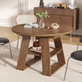 thumbnail image 4 of Extendable Round Dining Table for 4, Modern Oval Kitchen Dining Table with Storage Shelf, Dinner Table for Living Room, Walnut, 4 of 7