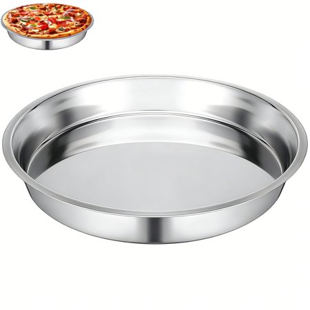 Stainless Steel Pizza Pan 15.7 Deep Round Baking Pan Large Pizzas Bake Tray Non-Stick Baking Sheet for Oven Dishwasher Safe