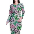 thumbnail image 6 of Moomaya Printed Full Sleeve Bodycon Dress for Women Scoop Neck Side Slit Casual Clothing, 6 of 8
