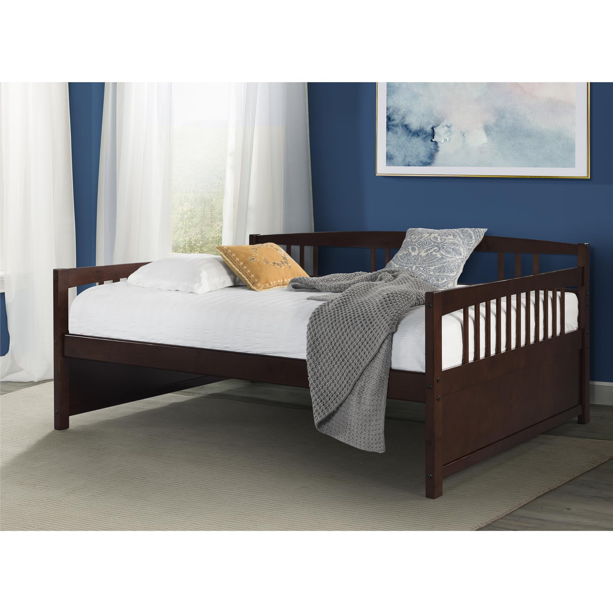 Dorel Living Wood Daybed, Full Size Frame with Slats, Espresso