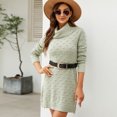 thumbnail image 2 of 2023 otoño e invierno nuevo vestido de suéter de cuello alto largo de color sólido vestido de punto versátil de ajuste delgado europeo y americano para mujeres, 2 of 3