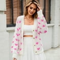 thumbnail image 3 of NAYTOAO Women Heart Print Cropped Cardigan Fall Long Sleeve V-Neck Open Front Knit Sweaters Casual Outerwear, 3 of 8