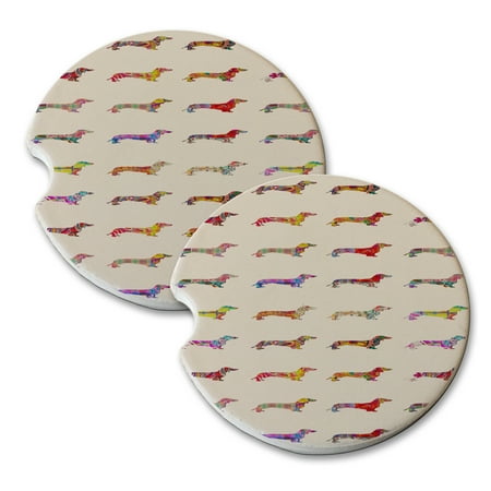Metal Coaster Set - KuzmarK Sandstone Car Drink Coaster (set of 2) - Dachshund Dogs Pretty