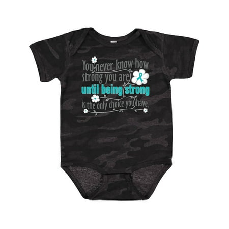 

Inktastic Ovarian Cancer Being Strong Gift Baby Girl Bodysuit