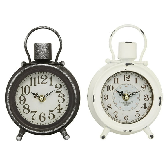 DecMode 9" Black Metal Stopwatch Style Clock, Set of 2