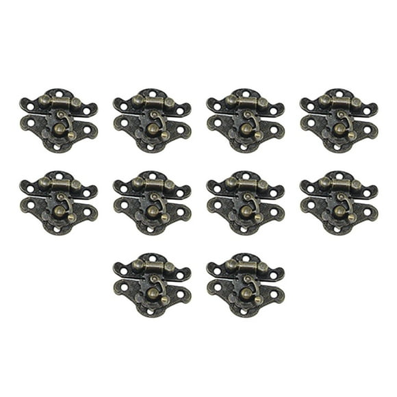 Shisuyan 10pcs Antique Hasps Alloy Clip Clasp Embossing Decorative Lock Catch Wood Box Latches for Jewelry Trinket Box Suitcase Size XXS