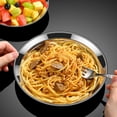 thumbnail image 2 of Geemin Set of 3 316 Stainless Steel Dinner Plates Deepened Spill Proof Serving Dish with Reinforced Edges Metal Dinnerware, 2 of 8