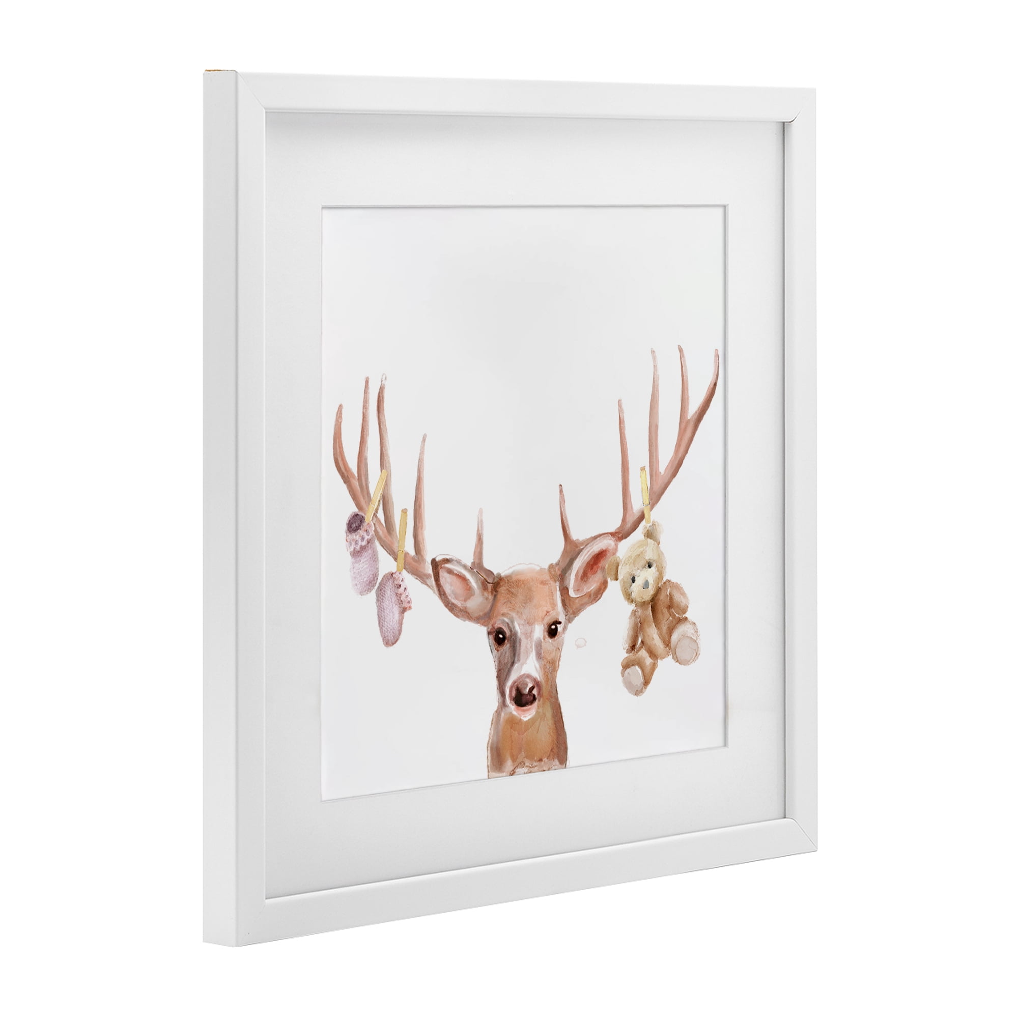 Stupell Industries Baby Girl Deer Antlers White Framed Print Under Glass, design by Ali Lynne