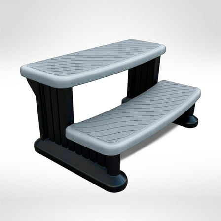 Puri Tech Universal Spa & Hot Tub Outdoor Steps No Slip Grip Support - 15 lb Light Gray