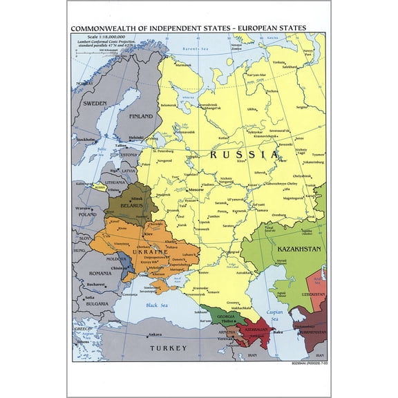 History Galore Cia Map of former Soviet Union Republics. 2003 24"x 36" Poster
