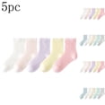 thumbnail image 4 of FAIWAD 5 Pairs Toddler Boys Girls Socks Solid Color Ribbed Crew Socks Kids Cute Casual Athletic Daily Cotton Socks, 4 of 4