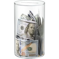 Clear Piggy Bank, Acrylic Piggy Bank for Adults Must Break to Open, Unopenable Money Saving Box for Boys Girls Birthday Gift (6" H x 3.54" D)