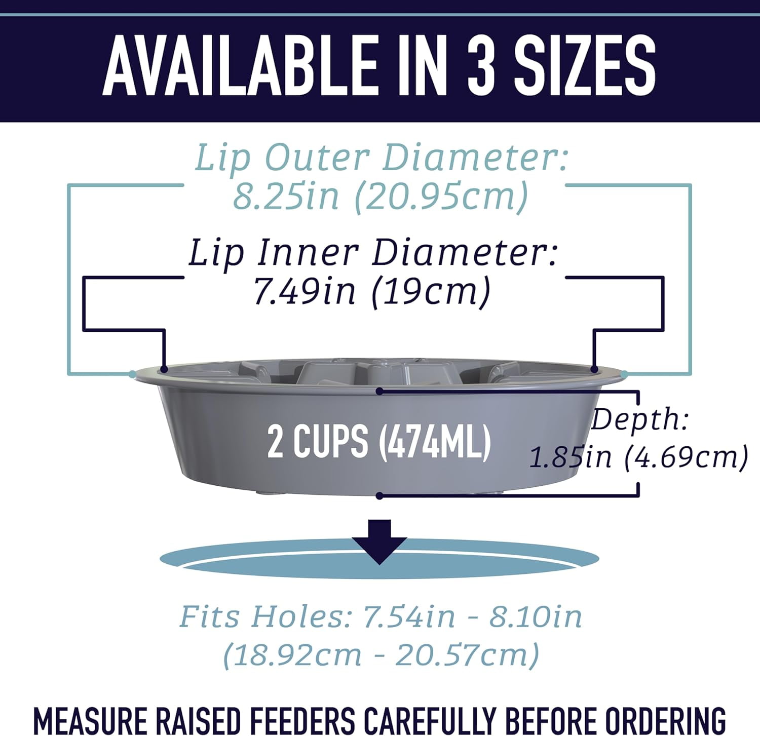 2-Pack Slow Feeder Dog Bowls (2 Cup) Puzzle Dog Food Bowl with Stainless Steel Bowl - Fits into Elevated Pet Feeders - Slow Eating for Large, Medium & Small Sized Breeds, White