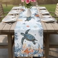 thumbnail image 4 of Sea Turtle Coastal Table Runner 72 Inches, Summer Coral Starfish Nautical Blue Ombre Bed Runner Dresser Scarves Tabletop for Indoor Outdoor Parties/Ceremony/Banquet, 14" x 72", 4 of 9