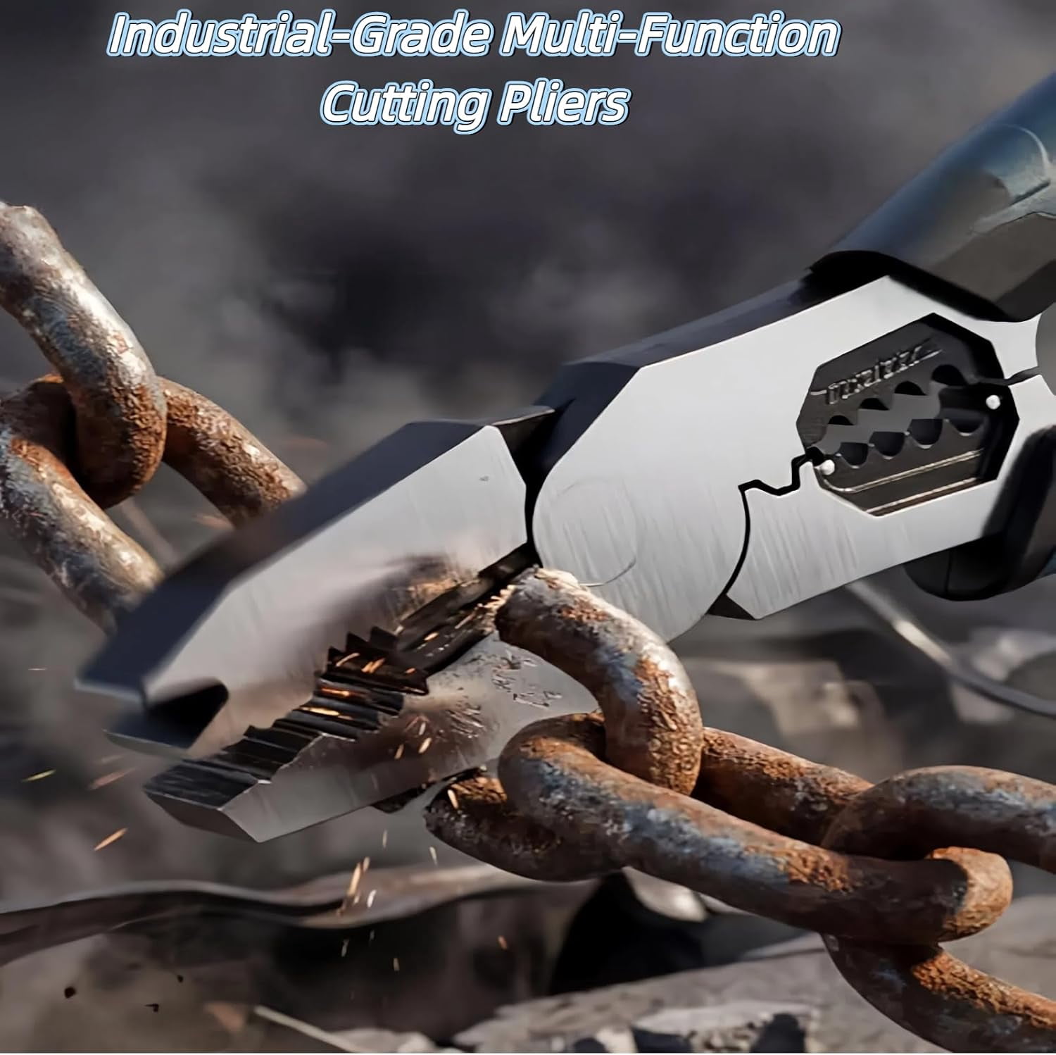 Industrial-Grade Multi-function Cutting Pliers, 9-in-1 Heavy-Duty Compound Action Wire Cutters,Heavy-Duty MultiFunctional Plier Nail Puller/Wire Cutter/Stripper/Crimper for Electricians and Homes (Q)