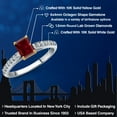 thumbnail image 2 of Gem Stone King 10K Two Tone Gold Red Garnet and Lab Grown Diamond Engagement Ring for Women | 0.98 Cttw | Emerald Cut 6X4MM | Gemstone January Birthstone | Size 5, 2 of 6