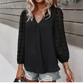 thumbnail image 2 of IROINNID Discount Womens Long Sleeve V-Neck Shirts Summer Solid Color Chiffon Tops,Black, 2 of 9