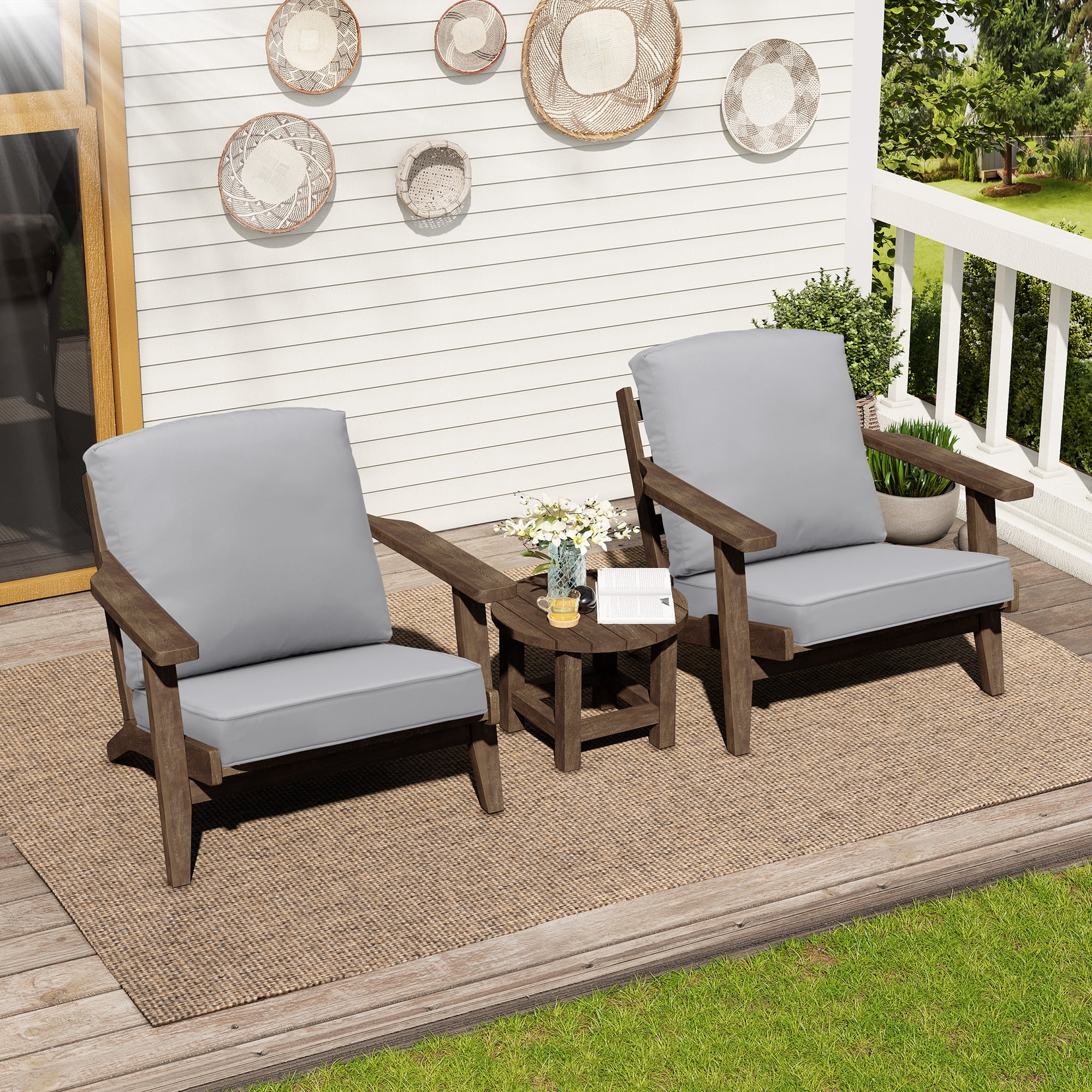 Pellebant Products Outdoor Deep Seat Cushion for Patio Furniture, 22" x 21", 3.5 Inch 30D Foam, Patio Chair Cushions with Waterproof, Fade-Resistant and Removable Covers, for Sofa, Couch, Light Geay