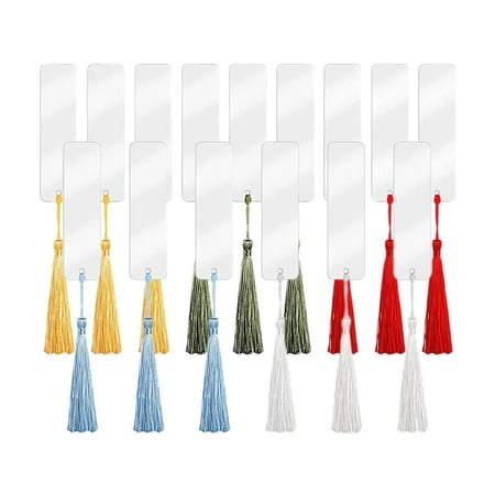 15 Pieces Sublimation Bookmark Acrylic Blank Bookmarks with Tassels  Sublimation