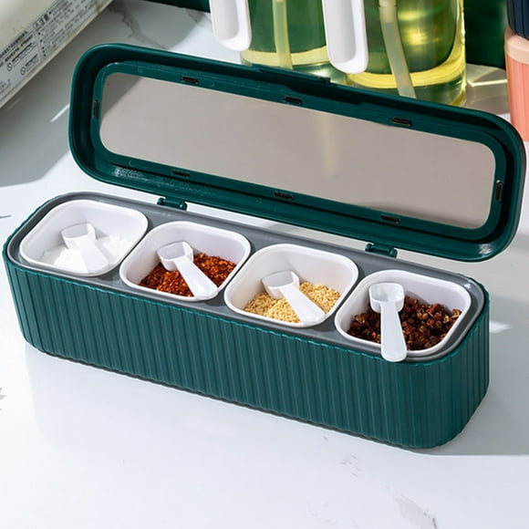 Clearance Sales Hot6slKitchen Goodies,4 Grids Seasoning Box Spice Jar Kitchen Organizer and Storage Spice Jars Clean Combination Seasoning Box Pepper Shakers Container Spice Container Set